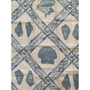 2 Schumacher Aqua Objet De Mer Nautical Seashells Linen Blend Samples 26"x26"